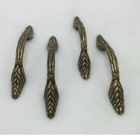 American Standard Vintage Brass Drawer Pulls Hardware set of 4 - Picture 3 of 5